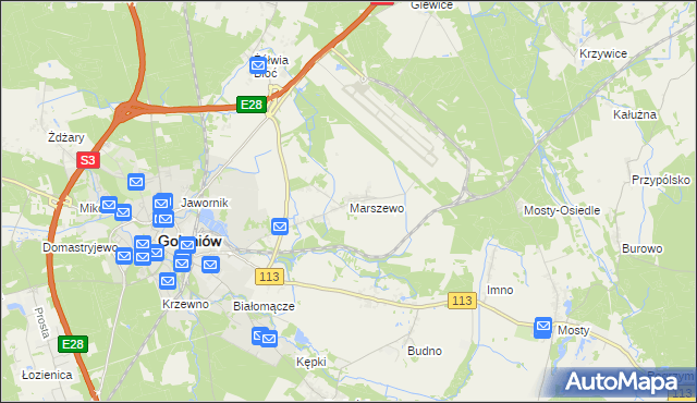 mapa Marszewo gmina Goleniów, Marszewo gmina Goleniów na mapie Targeo