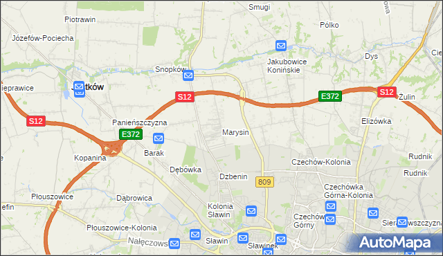mapa Marysin gmina Jastków, Marysin gmina Jastków na mapie Targeo