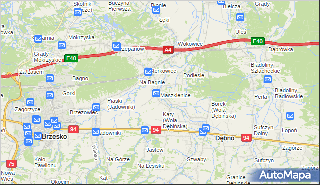 mapa Maszkienice, Maszkienice na mapie Targeo