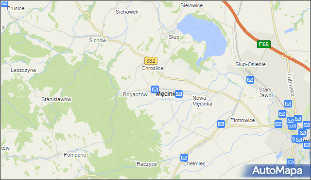 mapa Męcinka, Męcinka na mapie Targeo