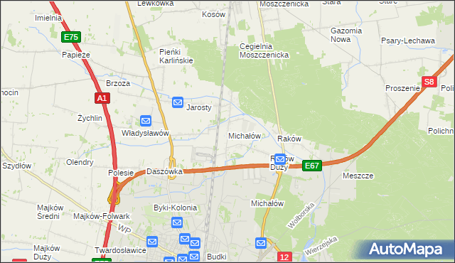 mapa Michałów gmina Moszczenica, Michałów gmina Moszczenica na mapie Targeo