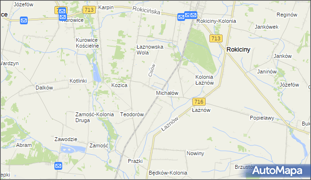 mapa Michałów gmina Rokiciny, Michałów gmina Rokiciny na mapie Targeo