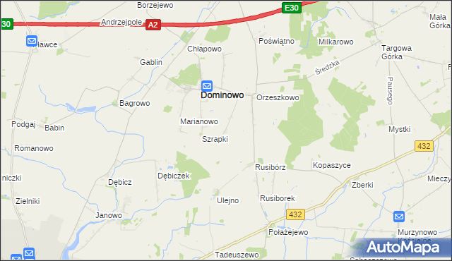 mapa Michałowo gmina Dominowo, Michałowo gmina Dominowo na mapie Targeo