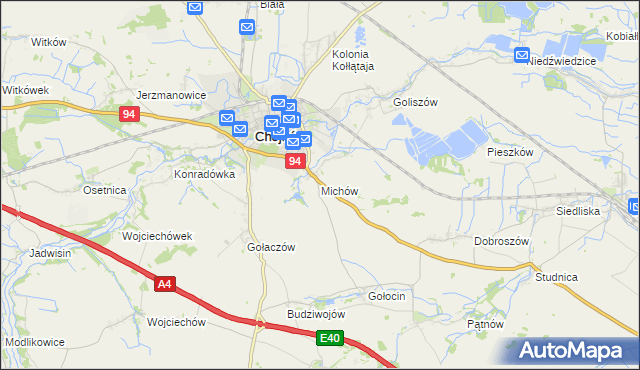 mapa Michów gmina Chojnów, Michów gmina Chojnów na mapie Targeo