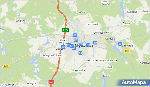 mapa Międzyrzecz, Międzyrzecz na mapie Targeo