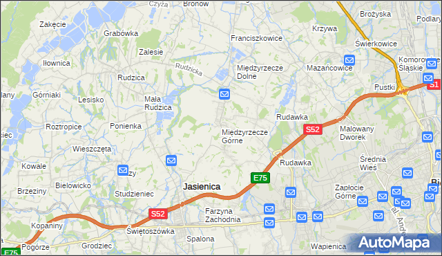 mapa Międzyrzecze Górne, Międzyrzecze Górne na mapie Targeo