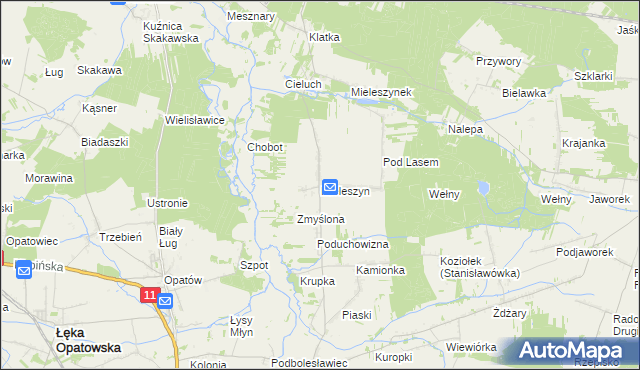 mapa Mieleszyn gmina Bolesławiec, Mieleszyn gmina Bolesławiec na mapie Targeo