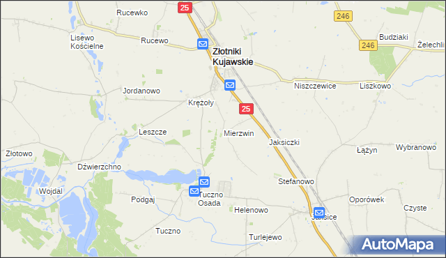 mapa Mierzwin gmina Złotniki Kujawskie, Mierzwin gmina Złotniki Kujawskie na mapie Targeo