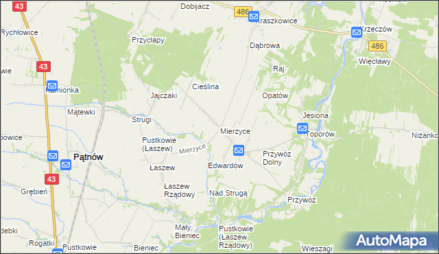 mapa Mierzyce, Mierzyce na mapie Targeo