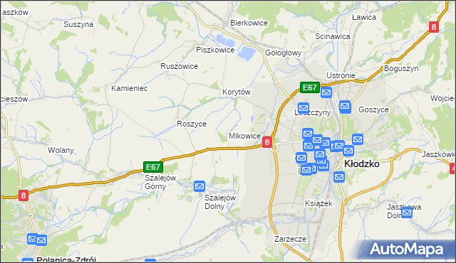 mapa Mikowice gmina Kłodzko, Mikowice gmina Kłodzko na mapie Targeo