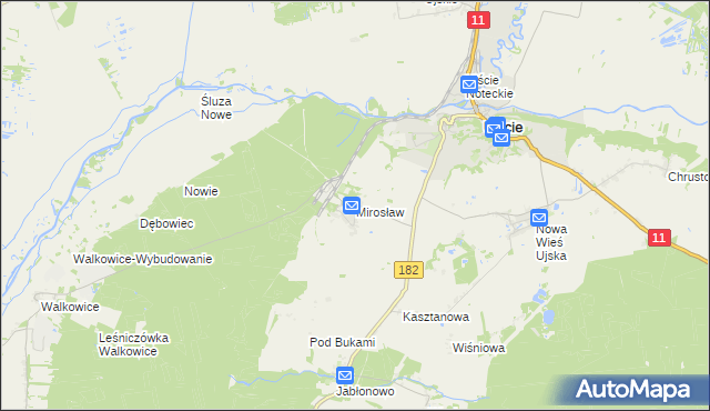 mapa Mirosław gmina Ujście, Mirosław gmina Ujście na mapie Targeo