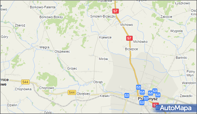 mapa Mirów gmina Przasnysz, Mirów gmina Przasnysz na mapie Targeo