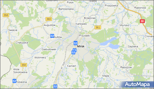 mapa Mirsk, Mirsk na mapie Targeo