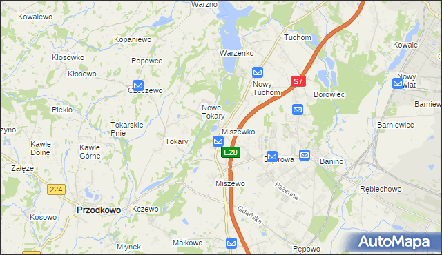 mapa Miszewko gmina Żukowo, Miszewko gmina Żukowo na mapie Targeo
