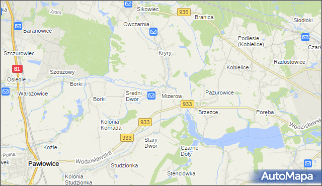 mapa Mizerów, Mizerów na mapie Targeo