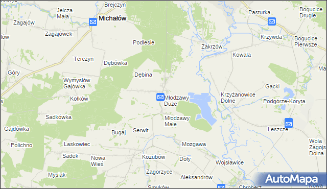 mapa Młodzawy Duże, Młodzawy Duże na mapie Targeo