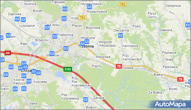 mapa Młoszowa, Młoszowa na mapie Targeo