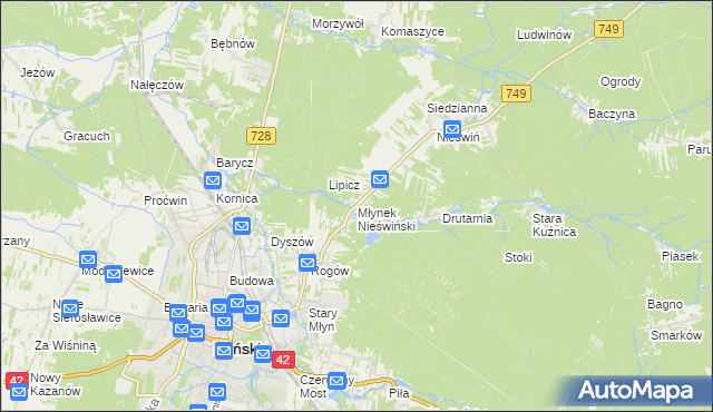 mapa Młynek Nieświński, Młynek Nieświński na mapie Targeo