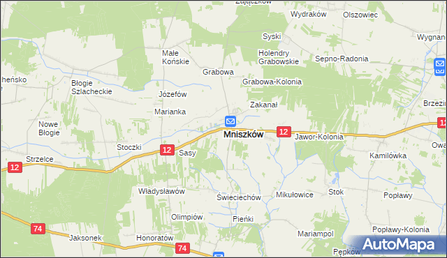 mapa Mniszków powiat opoczyński, Mniszków powiat opoczyński na mapie Targeo
