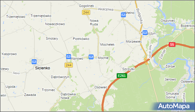 mapa Mochle, Mochle na mapie Targeo