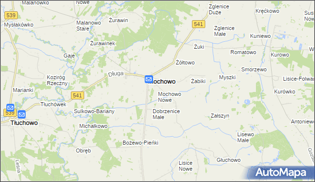 mapa Mochowo Nowe, Mochowo Nowe na mapie Targeo