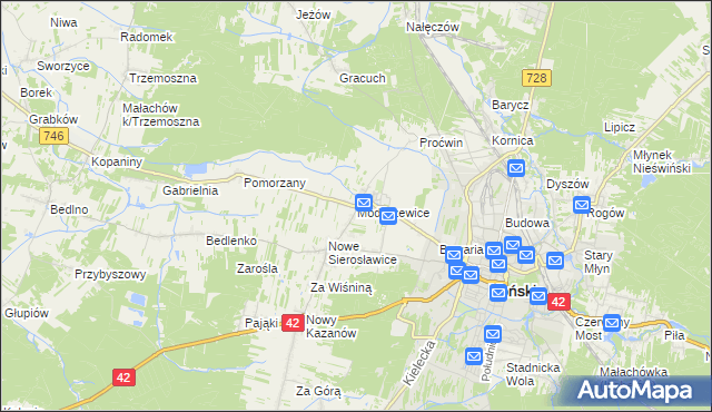 mapa Modliszewice, Modliszewice na mapie Targeo