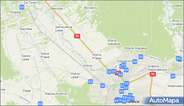 mapa Mokra Prawa, Mokra Prawa na mapie Targeo
