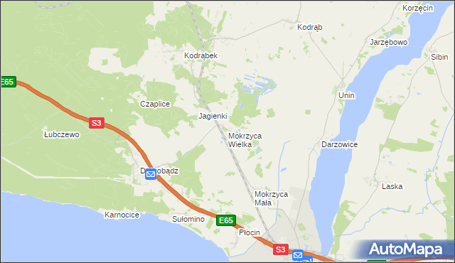 mapa Mokrzyca Wielka, Mokrzyca Wielka na mapie Targeo