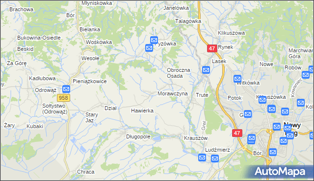 mapa Morawczyna, Morawczyna na mapie Targeo
