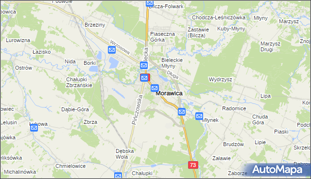mapa Morawica powiat kielecki, Morawica powiat kielecki na mapie Targeo