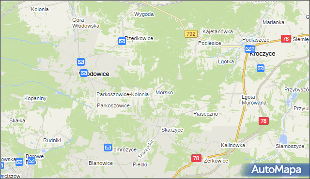 mapa Morsko gmina Włodowice, Morsko gmina Włodowice na mapie Targeo
