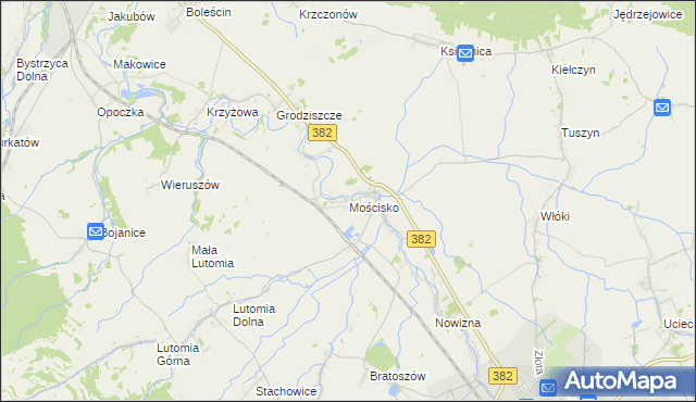 mapa Mościsko gmina Dzierżoniów, Mościsko gmina Dzierżoniów na mapie Targeo