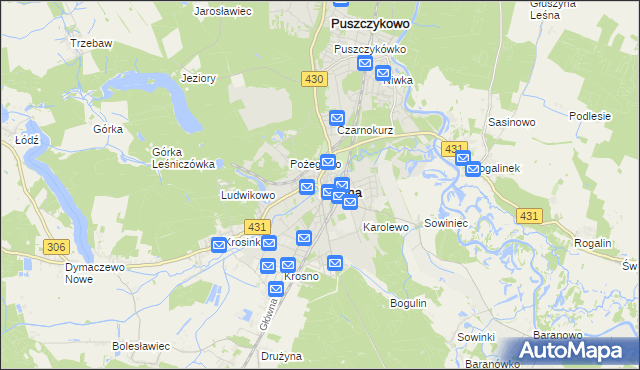 mapa Mosina powiat poznański, Mosina powiat poznański na mapie Targeo