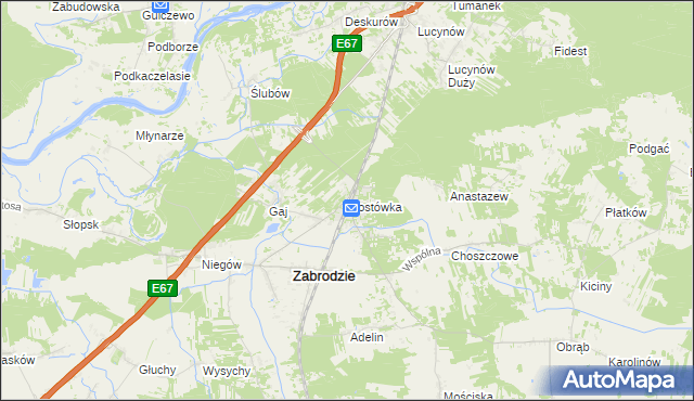 mapa Mostówka gmina Zabrodzie, Mostówka gmina Zabrodzie na mapie Targeo