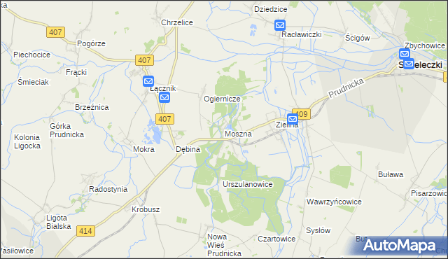 mapa Moszna gmina Strzeleczki, Moszna gmina Strzeleczki na mapie Targeo