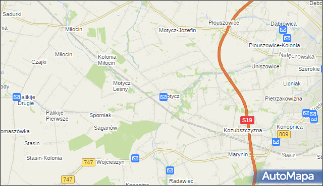 mapa Motycz, Motycz na mapie Targeo
