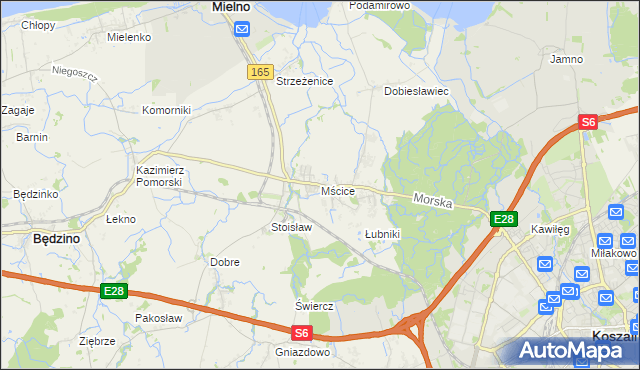 mapa Mścice, Mścice na mapie Targeo