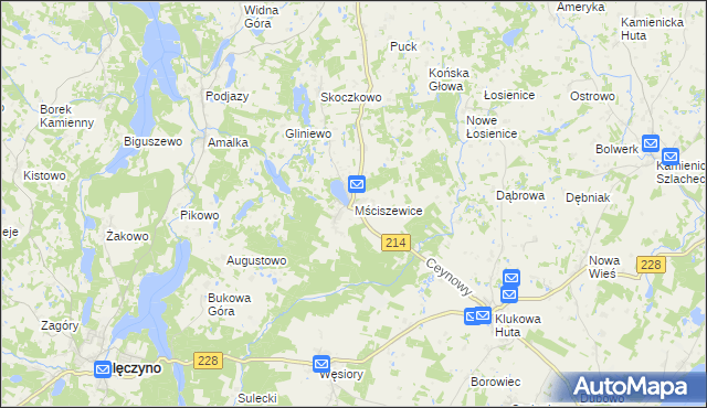 mapa Mściszewice, Mściszewice na mapie Targeo