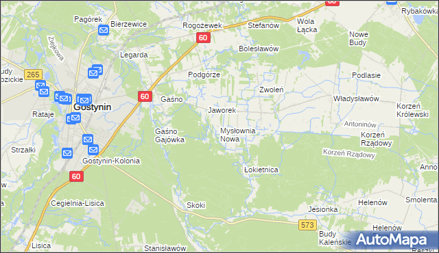 mapa Mysłownia Nowa, Mysłownia Nowa na mapie Targeo