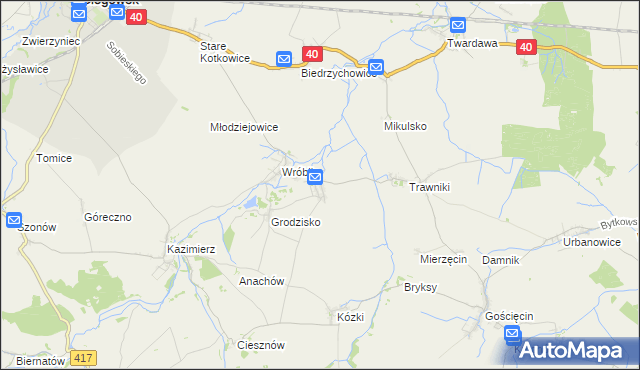 mapa Naczęsławice, Naczęsławice na mapie Targeo