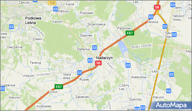 mapa Nadarzyn powiat pruszkowski, Nadarzyn powiat pruszkowski na mapie Targeo
