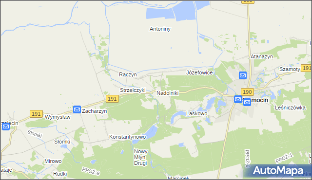 mapa Nadolniki, Nadolniki na mapie Targeo