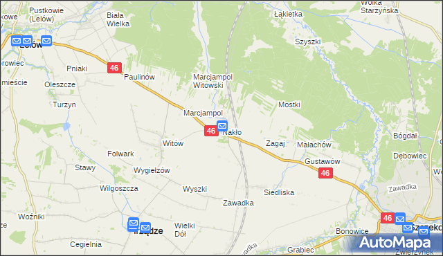 mapa Nakło gmina Lelów, Nakło gmina Lelów na mapie Targeo