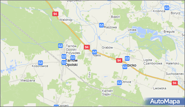 mapa Nakło gmina Tarnów Opolski, Nakło gmina Tarnów Opolski na mapie Targeo