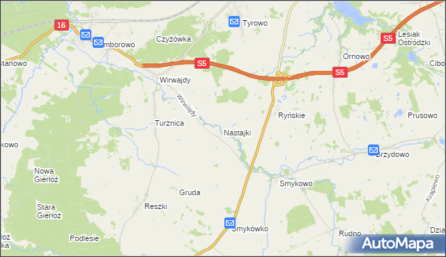 mapa Nastajki, Nastajki na mapie Targeo