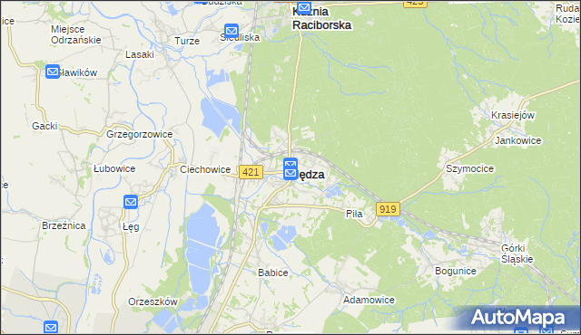mapa Nędza powiat raciborski, Nędza powiat raciborski na mapie Targeo