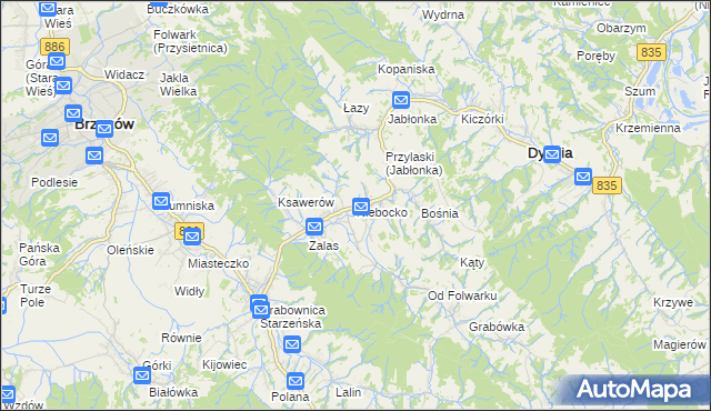 mapa Niebocko, Niebocko na mapie Targeo