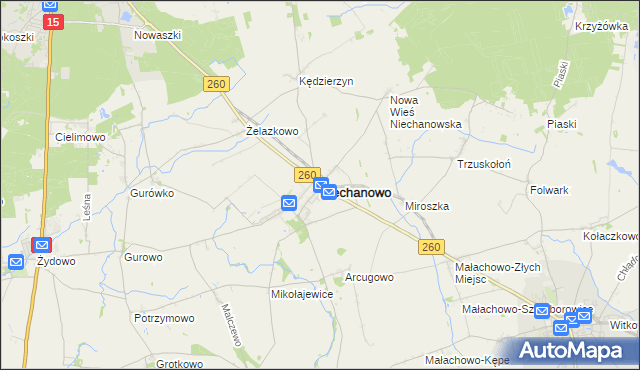 mapa Niechanowo, Niechanowo na mapie Targeo