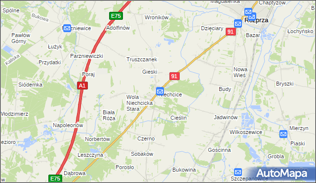 mapa Niechcice, Niechcice na mapie Targeo