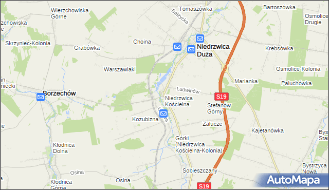 mapa Niedrzwica Kościelna, Niedrzwica Kościelna na mapie Targeo